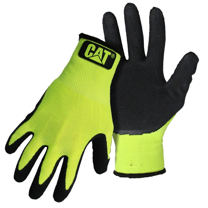 BOSS MFG Cat CAT017418M Coated Gloves, M, Knit Wrist Cuff, Latex Coating, Polyester, Green
