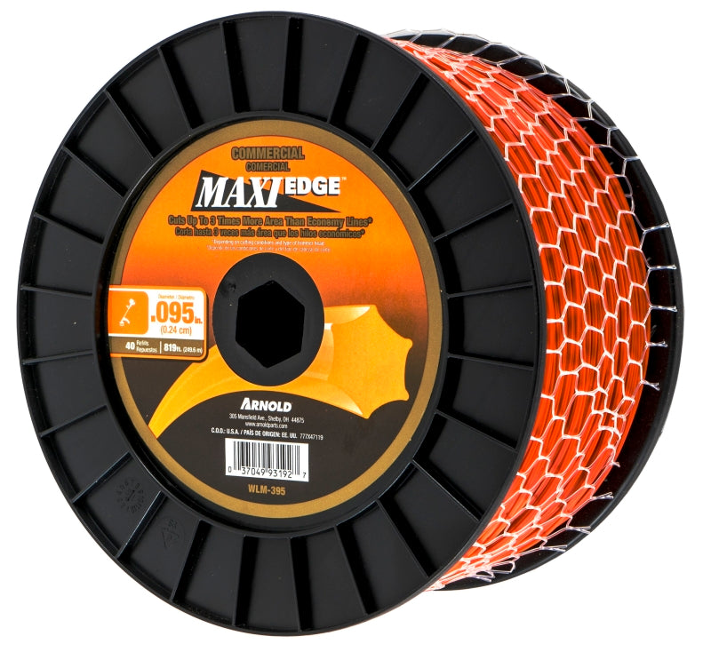 ARNOLD Arnold Maxi Edge Series WLM-395 Trimmer Line Spool, 0.095 in Dia, 819 ft L, Polymer, Orange OUTDOOR LIVING & POWER EQUIPMENT ARNOLD