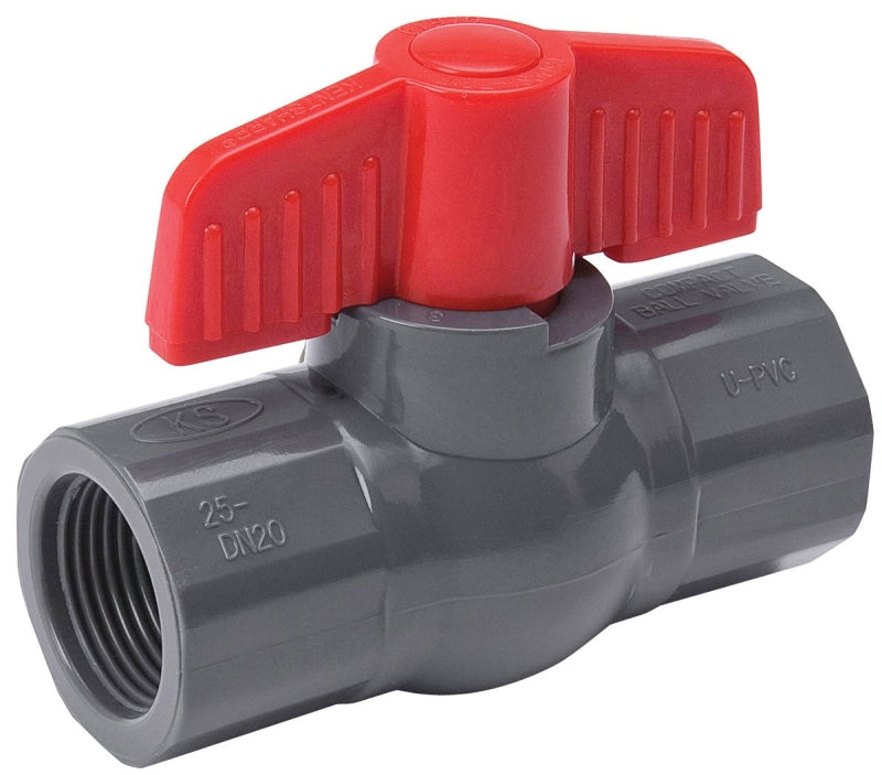 B & K INDUSTRIES B & K 107-103 Ball Valve, Gray, 1/2 in Connection, FPT x FPT, 150 psi Pressure, PVC Body
