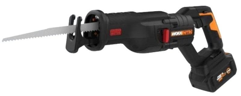 ROCKWELL Worx WX516L Cordless Reciprocating Saw with Brushless Motor, Battery Included, 20 V, 4 Ah, 1-3/16 in L Stroke TOOLS ROCKWELL