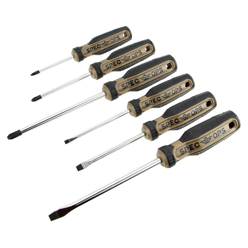 AMAX INC Spec Ops SPEC-S-6PK Screwdriver Set, 6-Piece, Polypropylene/TPR/Steel, Black/Flat Dark Earth HOUSEWARES AMAX INC