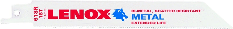 LENOX Lenox 20567S618R Reciprocating Saw Blade, Applicable Materials: Non-Ferrous Metal, Stainless Steel, Structural Steel TOOLS LENOX