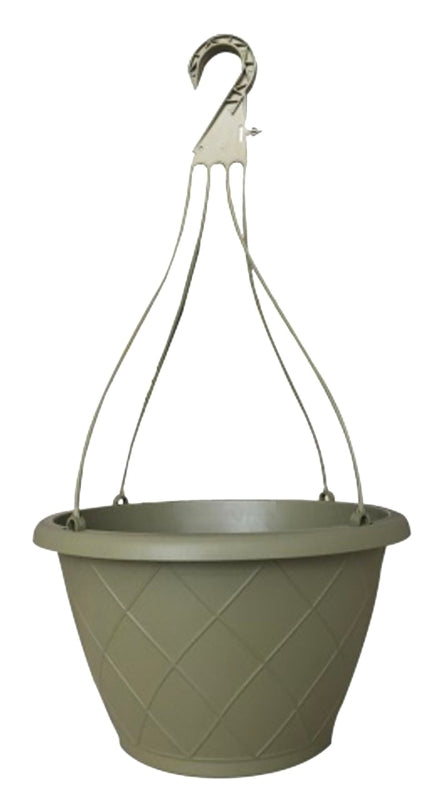 SOUTHERN PATIO Southern Patio HH1224OG Weave Hanging Basket, Poly Resin, Olive Green