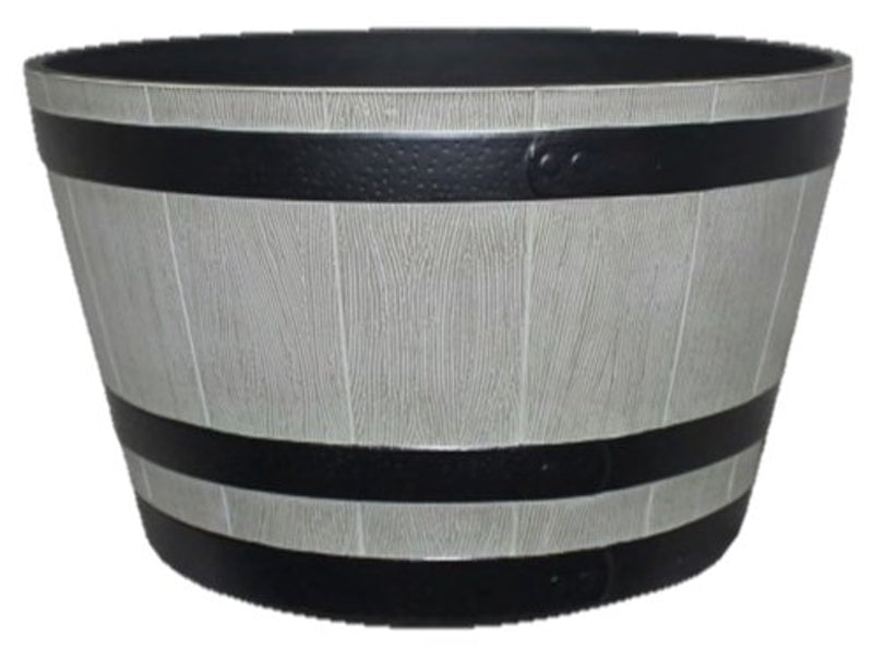 SOUTHERN PATIO Southern Patio HDR-055488 Whiskey Barrel Planter, 22.24 in Dia, 13.04 in H, Round, Resin, Birchwood Gray LAWN & GARDEN SOUTHERN PATIO