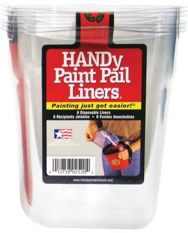 HANDY�PRODUCTS Handy Products BER-2520-CT Paint Pail Liner, 1 qt, Plastic, Clear