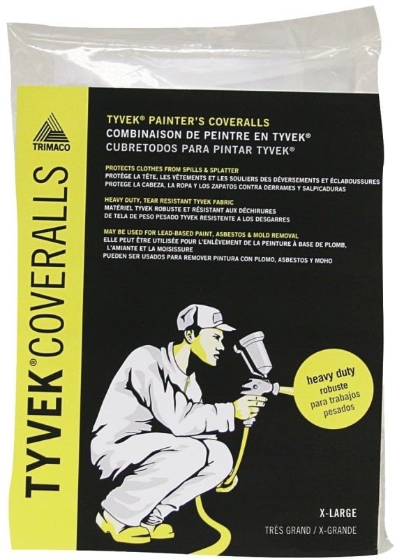 TRIMACO Trimaco 14124 Professional Painter's Coverall, 2XL, Zipper Closure, Tyvek, White