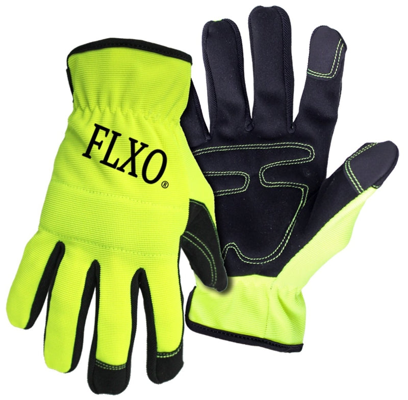 BOSS MFG Boss 901M Mechanic's Gloves, Men's, M, Open Cuff, Synthetic Leather, Black/Green