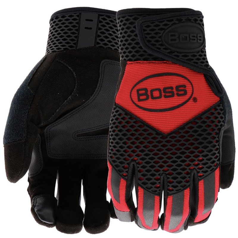 BOSS MFG Boss Protect Ax Suede B52061-L Work Gloves, Men's, L, Reinforced, Saddle Thumb, Hook and Loop Wrist, Slip-On Cuff
