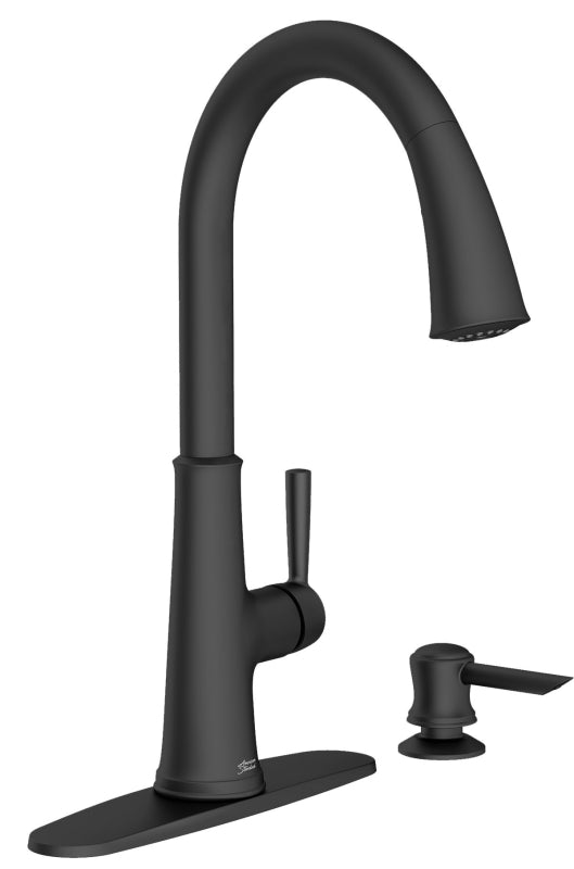 AMERICAN STANDARD American Standard Maven 9319300.243 Series Pull-Down Kitchen Faucet with Soap Dispenser, 8-5/8 in, Matte Black, 1.8 gpm PLUMBING, HEATING & VENTILATION AMERICAN STANDARD
