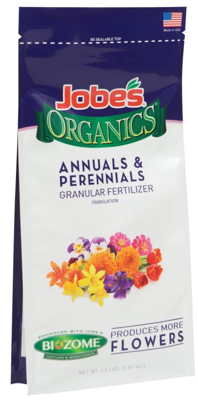 LAWN & GARDEN LLC Jobes 09627 Annual/Perennials Organic Fertilizer, 4 lb, Granular, 3-5-4 N-P-K Ratio