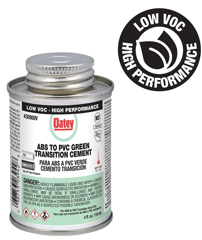 OATEY Oatey 3090035V Medium-Bodied Fast Set Cement, Liquid, Green, 4 oz Can