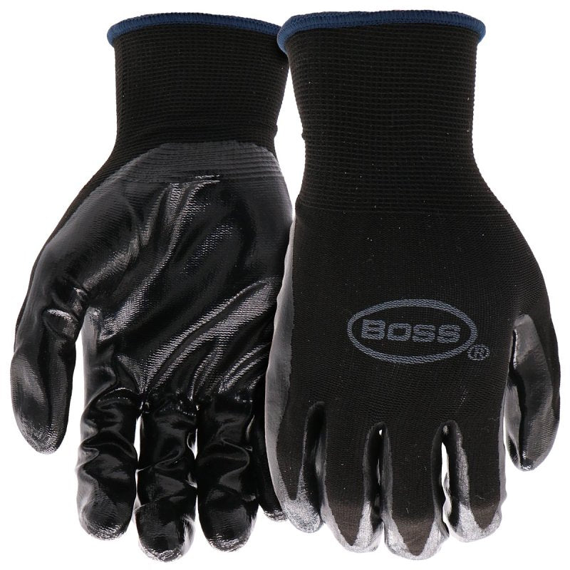 BOSS MFG Boss Grip Series B31191-L Coated Gloves, L, Knit Wrist Cuff, Nitrile Coating, Nylon, Black CLOTHING, FOOTWEAR & SAFETY GEAR BOSS MFG