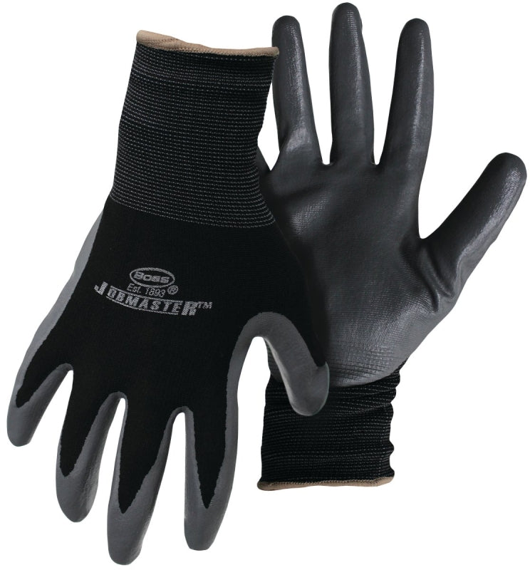 BOSS MFG Boss Grip Series B31191-M Coated Gloves, M, Knit Wrist Cuff, Nitrile Coating, Nylon, Black