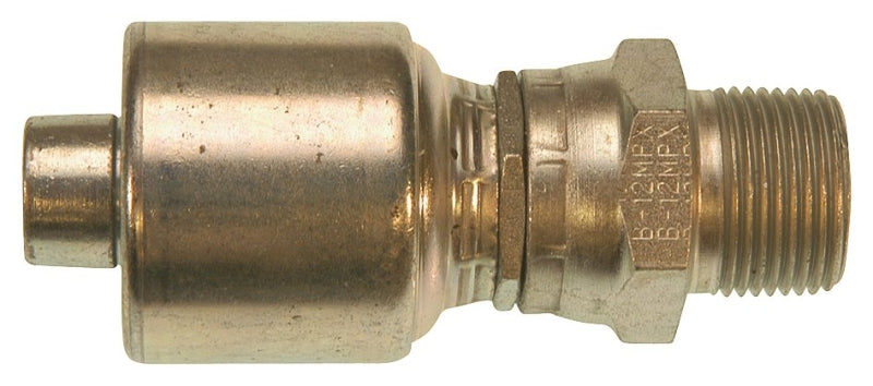 GATES Gates MegaCrimp G25105-1212 Hose Coupling, 3/4 x 3/4 in Dia, 4.01 in, 3/4-14, Crimp x NPTF, Straight Angle, Steel, Zinc HARDWARE & FARM SUPPLIES GATES