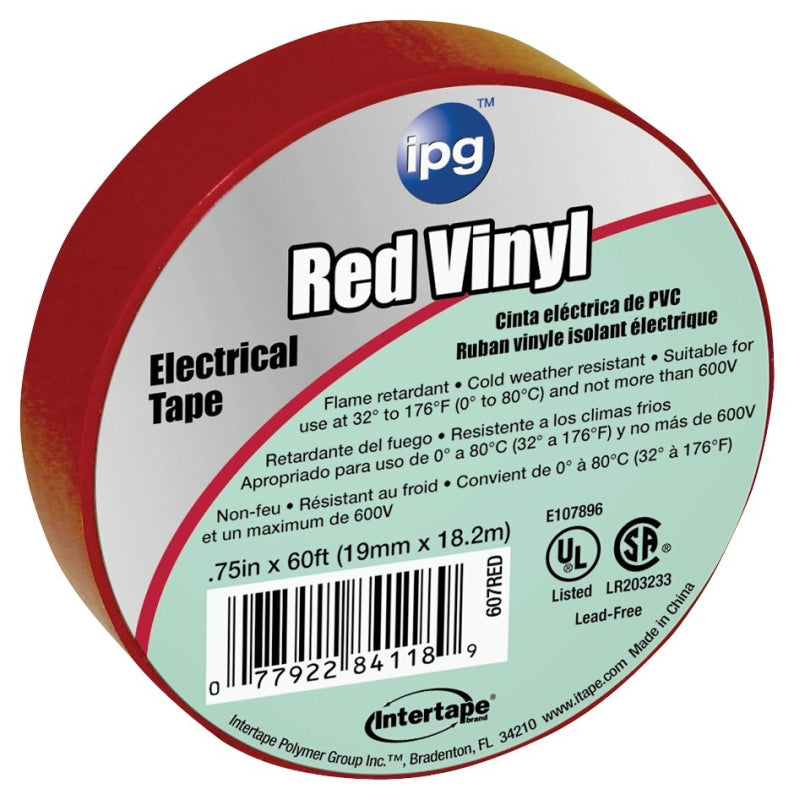 IPG IPG 85832 Electrical Tape, 60 ft L, 3/4 in W, PVC Backing, Red ELECTRICAL IPG