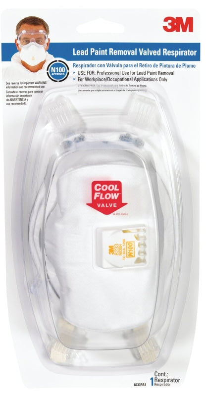 3M 3M TEKK Protection 8233PA1-A/R-8833 Disposable Valved Respirator, N100 Filter Class, White