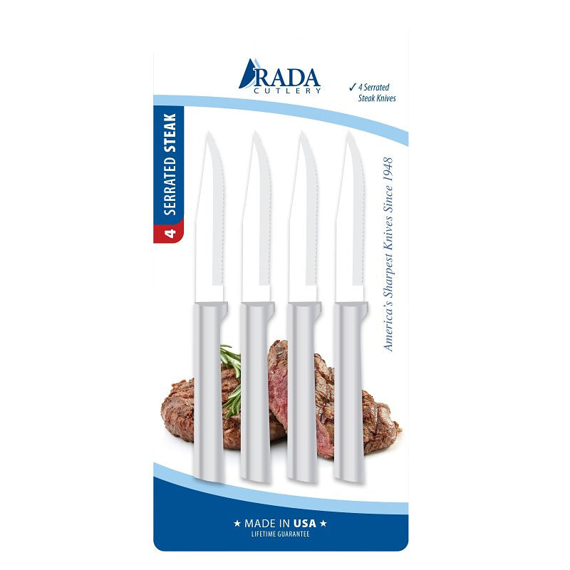 RADA MFG CO Rada Cutlery DS4S Steak Knives Gift Set, 3-7/8 in L Blade, High-Carbon Stainless Steel Blade, Aluminum Handle HOUSEWARES RADA MFG CO
