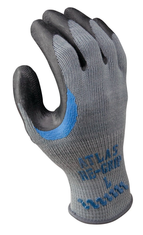 SHOWA Showa 330XL-10.RT Work Gloves, XL, Reinforced Crotch Thumb, Knit Wrist Cuff, Natural Rubber Coating, Black/Gray