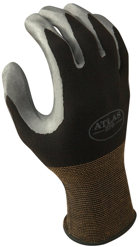 SHOWA Showa 370BS-06.RT Protective Gloves, S, Knit Wrist Cuff, Nitrile, Black/Gray