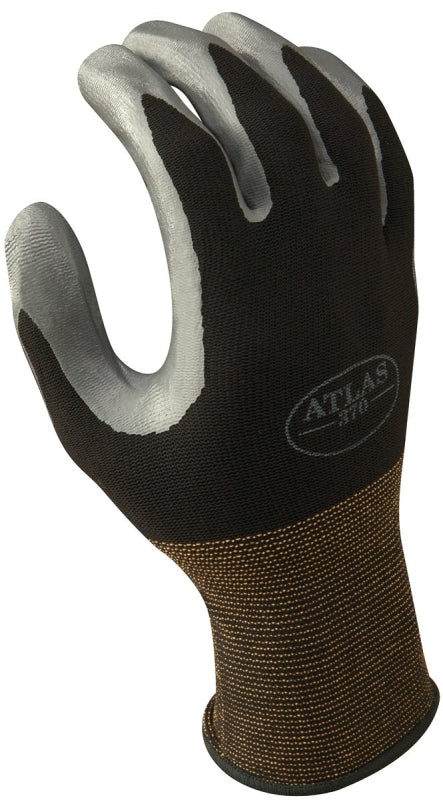 SHOWA Showa 370BL-08.RT Protective Gloves, L, Knit Wrist Cuff, Nitrile, Black/Gray