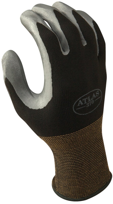 SHOWA Showa 370BXL-09.RT Protective Gloves, XL, Knit Wrist Cuff, Nitrile, Black/Gray