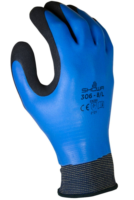 SHOWA Showa 306L-08.RT Gloves, L, Elastic Cuff, Latex Coating, Black/Blue CLOTHING, FOOTWEAR & SAFETY GEAR SHOWA