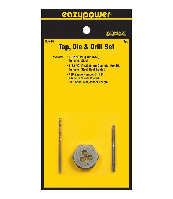 EAZYPOWER 83714 3PC. 6-32 TAP & DIE W/