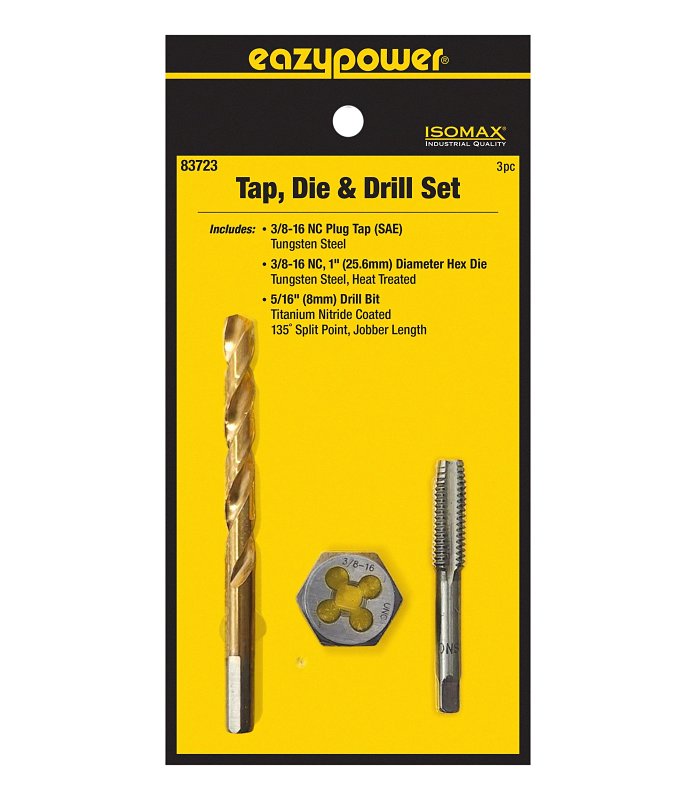 EAZYPOWER Eazypower 83723 Tap Die and Drill Set, 3-Piece, Tungsten Steel TOOLS EAZYPOWER