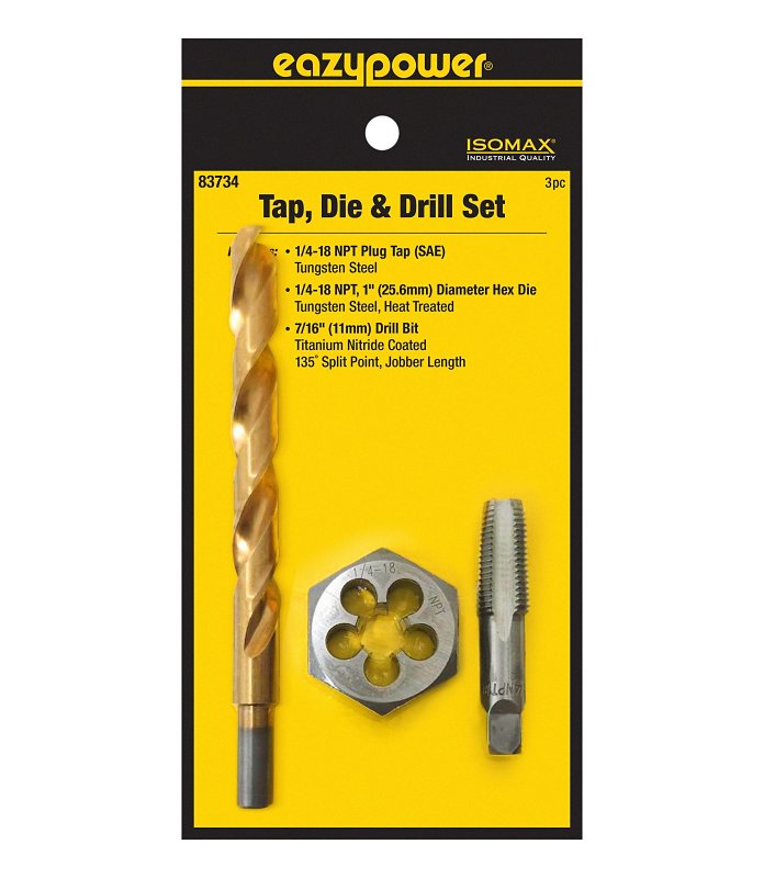 EAZYPOWER 83734 3PC 1/4-18NPT TAP& DIE