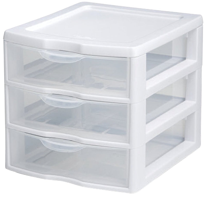 STERILITE Sterilite 20738006 Small Drawer Unit, 3-Drawer, Plastic, 7-1/4 in OAW, 8-1/2 in OAH, 6-7/8 in OAD HOUSEWARES STERILITE