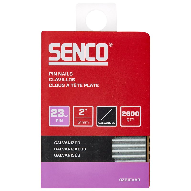SENCO Senco CZ21EAAR Micro Strip Pin Nail, 2 in L, 23 ga, Steel, Galvanized/Plain, Headless Head, Smooth Shank HARDWARE & FARM SUPPLIES SENCO