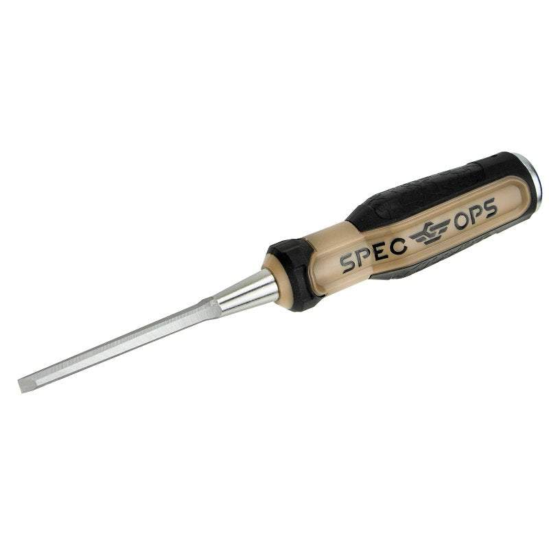 AMAX INC Spec Ops SPEC-C1-14 Bevel Edge Chisel, 1/4 in Tip, 9-1/8 in OAL, HCS Blade, Shock-Absorbing Handle TOOLS AMAX INC