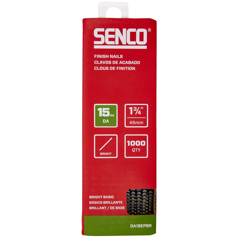 SENCO Senco DA19EPBR Finish Nail Strip, 1-3/4 in L, 15 ga, Steel, Bright Basic/Sencote, Brad Head HARDWARE & FARM SUPPLIES SENCO