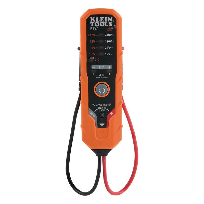 KLEIN Klein Tools ET40 Electronic Tester, 12 to 240 V AC Voltage, 1.5 to >17 to 24 V DC Voltage, Analog LED Display ELECTRICAL KLEIN