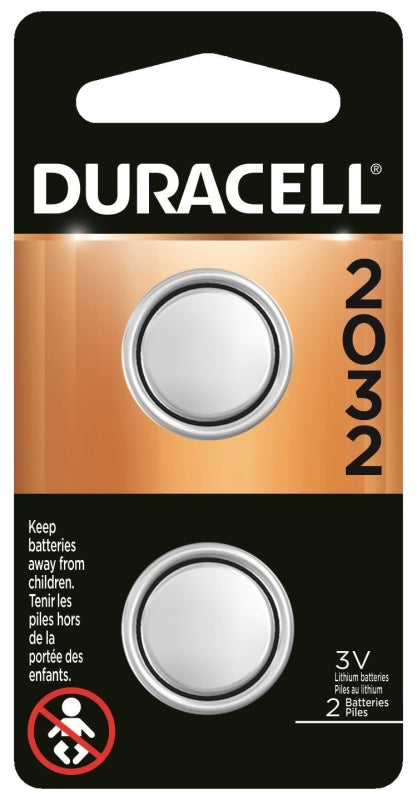 DURACELL Duracell DL2032B2PK Battery, 3 V Battery, 220 mAh, CR2032 Battery, Lithium, Manganese Dioxide ELECTRICAL DURACELL