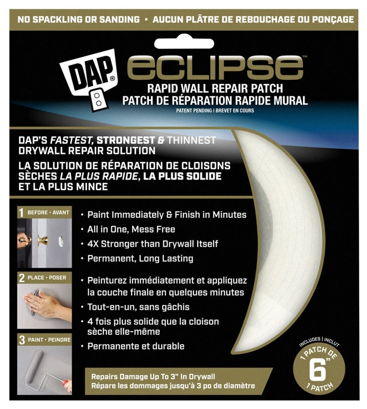 DAP DAP 7079809165 Rapid Wall Repair Patch, 6 in Dimensions, Clear PAINT DAP