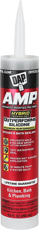 DAP AMP 7079800763 Advanced Sealant Caulk, Clear, 30 min Curing, 9 oz Cartridge PAINT DAP