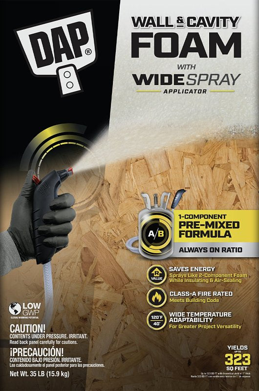DAP DAP 7565000353 Wall and Cavity Foam Sealant, Cream, 24 hr Functional Cure, 40 to 120 deg F, 35 lb PAINT DAP