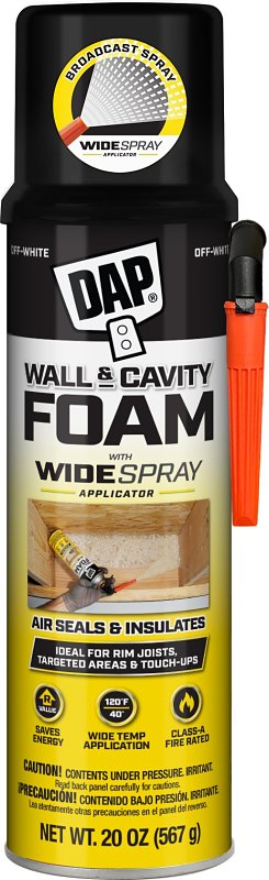 DAP DAP 7565000370 Wall and Cavity Foam, Off White, 24 hr Functional Cure, 40 to 120 deg F, 20 oz Can