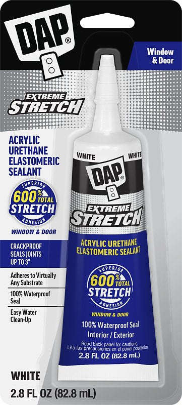 DAP EXTREME STRETCH 7079800958 Window and Door Premium Elastomeric Sealant, White, 2 hr Paintable, 24 hr Water Ready Curing