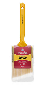 WOOSTER BRUSH Wooster Q3208-2-1/2 Paint Brush, Pearl/White/Yellow, Plastic Handle, 2-1/2 in W, Angle Sash Brush, 2-7/16 in L Bristle PAINT WOOSTER BRUSH