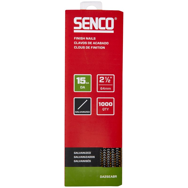 SENCO Senco DA25EABR Finish Nail Strip, 2-1/2 in L, 15 ga, Galvanized/Sencote, Brad Head HARDWARE & FARM SUPPLIES SENCO