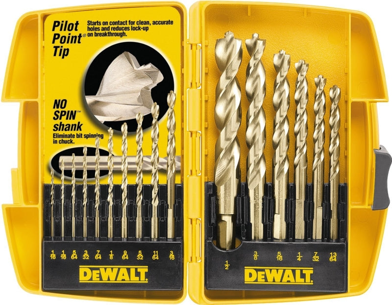 DEWALT DEWALT DW1956 Drill Bit Set, High Performance, 16-Piece, Steel, Ferrous Oxide TOOLS DEWALT