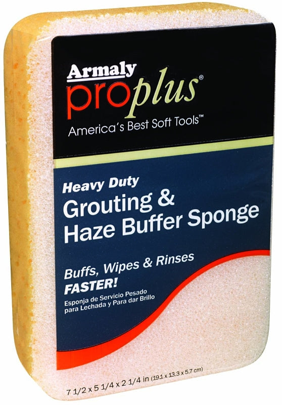ARMALY PROPLUS Armaly ProPlus 00606 Heavy-Duty Buffer Sponge, 7-1/2 in L, 5-1/4 in W, 2-1/4 in Thick, Polyester, Yellow