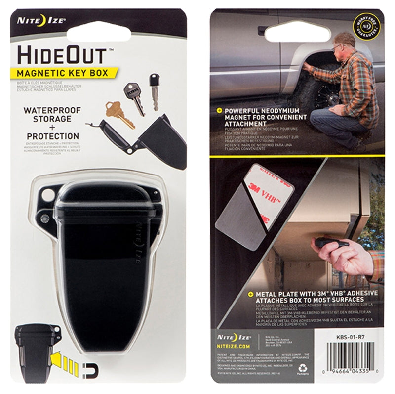 NITE IZE Nite Ize HideOut Series KBS-01-R7 Magnetic Key Box, Black, 2.44 in W, 0.84 in H, 3-1/2 in D