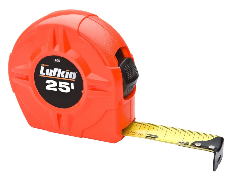 LUFKIN Crescent Lufkin L625 Tape Measure, A5 Blade, 25 ft L Blade, 1 in W Blade, Steel Blade, ABS Case, Orange Case