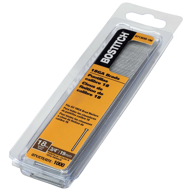 BOSTITCH Bostitch BT1303B-1M Nail, 3/4 in L, 18 Gauge, Steel, Galvanized, Brad Head, Smooth Shank, 1000/PK