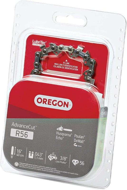 OREGON Oregon Micro-Lite R56 Chainsaw Chain, 16 in L Bar, 0.043 Gauge, 3/8 in TPI/Pitch, 56-Link OUTDOOR LIVING & POWER EQUIPMENT OREGON