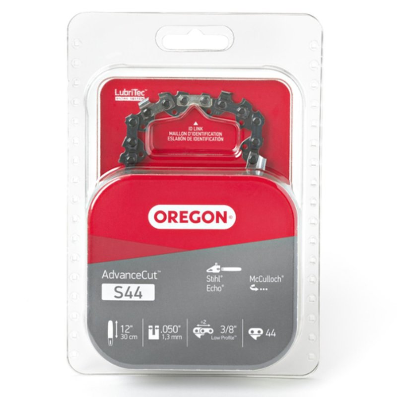 OREGON Oregon S44 Chainsaw Chain, 12 in L Bar, 0.05 in, 3/8 in TPI/Pitch, 44-Link