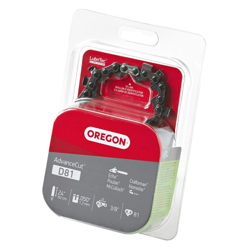OREGON Oregon D81 Chainsaw Chain, 24 in L Bar, 0.05 Gauge, 3/8 in TPI/Pitch, 81-Link